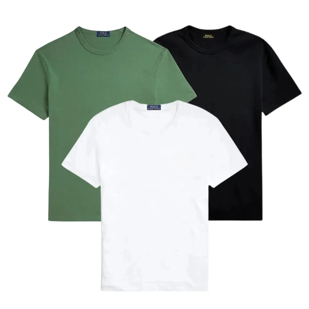 3er-Pack – Slim-Fit-Baumwoll-T-Shirts für Herren Zafine GRÜN • SCHWARZ • WEISS S 