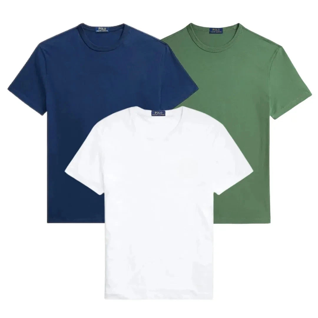 3er-Pack – Slim-Fit-Baumwoll-T-Shirts für Herren Zafine MARINEBLAU • GRÜN • WEISS S 