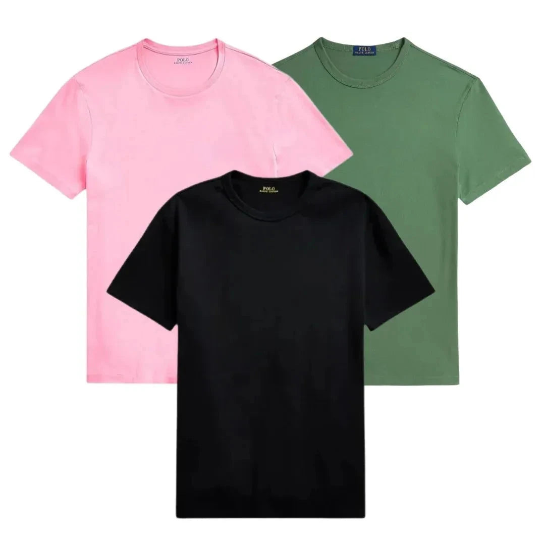 3er-Pack – Slim-Fit-Baumwoll-T-Shirts für Herren Zafine ROSA • GRÜN • SCHWARZ S 