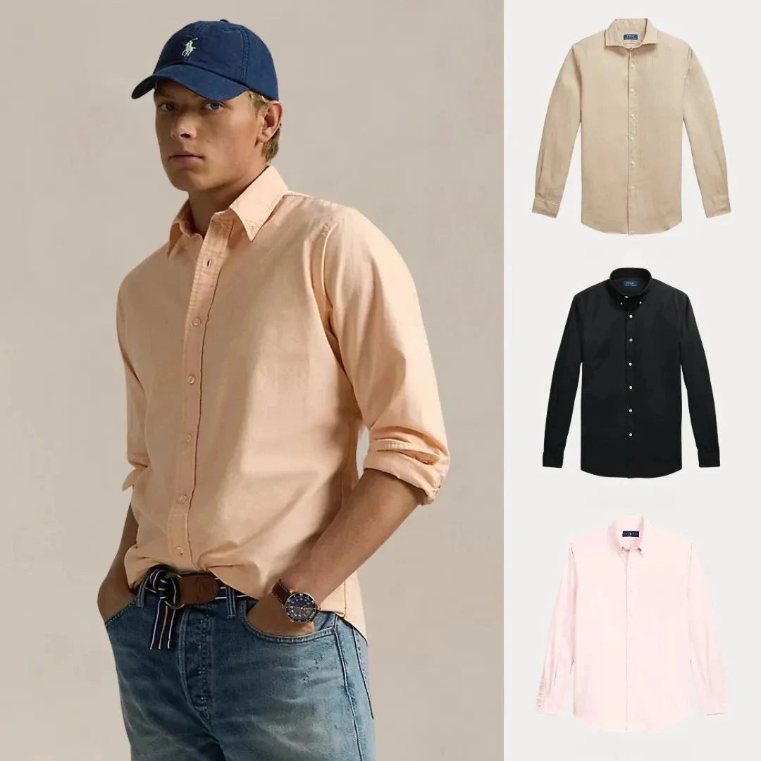 Kaufen Sie 1, erhalten Sie 3 – Oxford Classic Hemden-Trio-Set Zafine BEIGE • SCHWARZ • WEISS S 