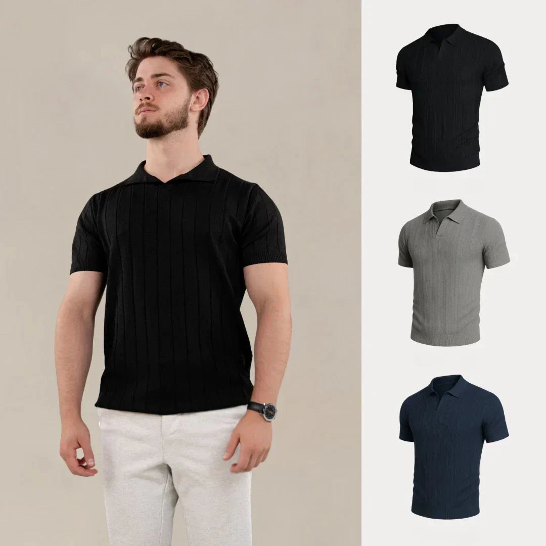 Kaufen Sie 1, erhalten Sie 3 – Premium Edition Strukturierte T-Shirts Set Zafine SCHWARZ • GRAU • MARINEBLAU S 